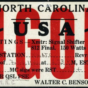QSL Card from 4G0B, Edenton, N.C., to W4ATC, NC State Student Amateur Radio
