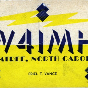 QSL Card from W4IMH, Plumtree, N.C., to W4ATC, NC State Student Amateur Radio