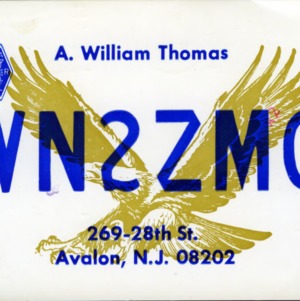 QSL Card from WN2ZMC, Avalon, N.J., to W4ATC, NC State Student Amateur Radio