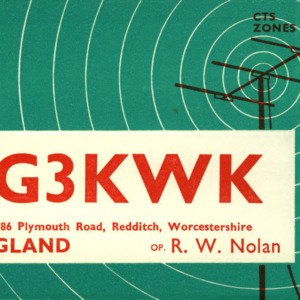 QSL Card from G3KWK, Worcestershire, England, to W4ATC, NC State Student Amateur Radio