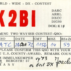 QSL Card from DK2BI, Germany, to W4ATC, NC State Student Amateur Radio