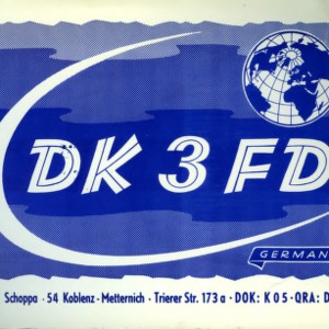 QSL Card from DK3FD, Germany, to W4ATC, NC State Student Amateur Radio