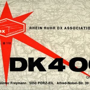 QSL Card from DK4OO, Eil, Germany, to W4ATC, NC State Student Amateur Radio