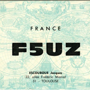QSL Card from F5UZ, Toulouse, France, to W4ATC, NC State Student Amateur Radio