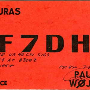 QSL Card from F7DH, Fouras, France, to W4ATC, NC State Student Amateur Radio