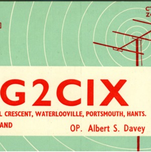 QSL Card from G2CIX, Portsmouth, England, to W4ATC, NC State Student Amateur Radio