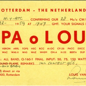 QSL Card from PAoLOU, Rotterdam, Netherlands, to W4ATC, NC State Student Amateur Radio