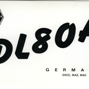 QSL Card from DL8OA, Hamburg, Germany, to W4ATC, NC State Student Amateur Radio