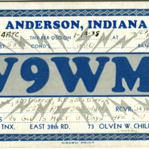 QSL Card from W9WMJ, Anderson, Ind., to W4ATC, NC State Student Amateur Radio