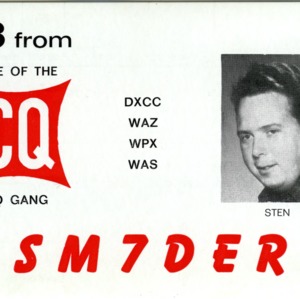QSL Card from SM7DER, Akron, Ohio, to W4ATC, NC State Student Amateur Radio