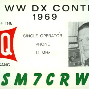 QSL Card from SM7CRW, Huskvarna, Sweden, to W4ATC, NC State Student Amateur Radio