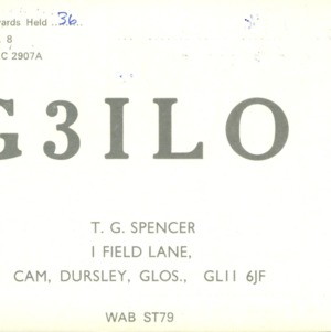 QSL Card from G3ILO, Dursley, England, to W4ATC, NC State Student Amateur Radio