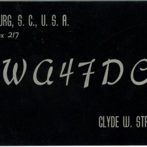 QSL Card from WA47DC, Orangeburg, S.C., to W4ATC, NC State Student Amateur Radio