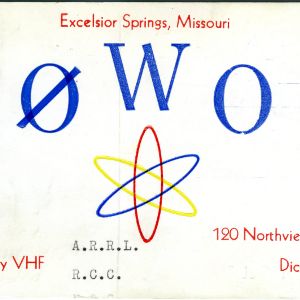 QSL Card from K0WOB, Excelsior Springs, Mo., to W4ATC, NC State Student Amateur Radio