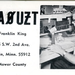 QSL Card from WA0UZT, Austin, Minn., to W4ATC, NC State Student Amateur Radio