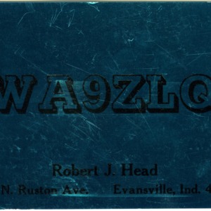QSL Card from WA9ZLQ, Evansville, Ill., to W4ATC, NC State Student Amateur Radio
