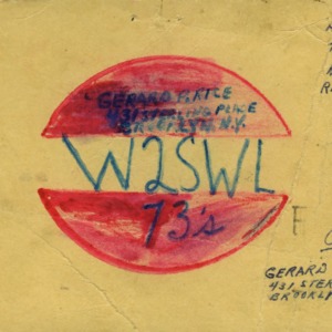 QSL Card from W2SWL, Brooklyn, N.Y., to W4ATC, NC State Student Amateur Radio