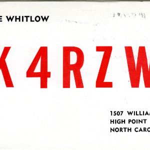 QSL Card from K4RZW, High Point, N.C., to W4ATC, NC State Student Amateur Radio