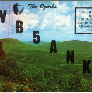 QSL Card from WB5ANK, Green Forest, Ark., to W4ATC, NC State Student Amateur Radio