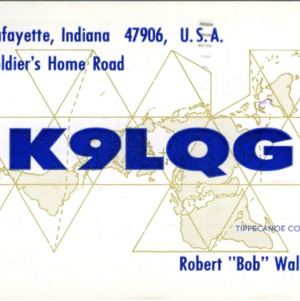 QSL Card from K9LQG, West Lafayette, Ind., to W4ATC, NC State Student Amateur Radio