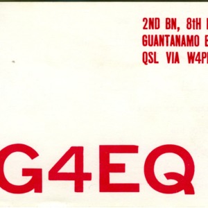 QSL Card from KG4EQ, Guantanamo Bay, Cuba, to W4ATC, NC State Student Amateur Radio