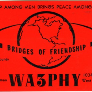 QSL Card from WA3PHY, West Mifflin, Pa., to W4ATC, NC State Student Amateur Radio