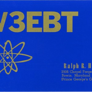 QSL Card from W3EBT, Bowie, Md., to W4ATC, NC State Student Amateur Radio
