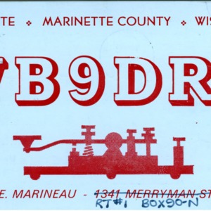QSL Card from WB9DRE, Marinette, Wis., to W4ATC, NC State Student Amateur Radio