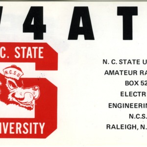 QSL Card from FP8DB, West Newton, Pa., to W4ATC, NC State Student Amateur Radio