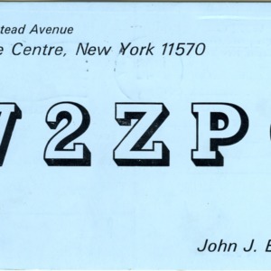 QSL Card from W2ZPG, Rockville Centre, N.Y., to W4ATC, NC State Student Amateur Radio