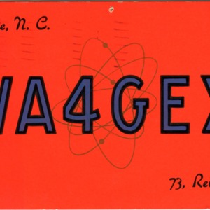 QSL Card from WA4GEX, Charlotte, N.C., to W4ATC, NC State Student Amateur Radio