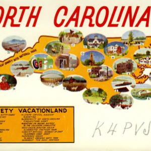 QSL Card from K4PVJ, Raleigh, N.C., to W4ATC, NC State Student Amateur Radio