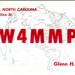 QSL Card from W4MMP, Ahoskie, N.C., to W4ATC, NC State Student Amateur Radio