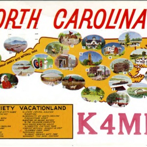 QSL Card from K4MPE, Greensboro, N.C., to W4ATC, NC State Student Amateur Radio
