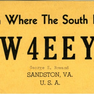 QSL Card from W4EEY, Sandston, Va., to W4ATC, NC State Student Amateur Radio