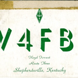 QSL Card from W4FBJ, Shepherdsville, Ky., to W4ATC, NC State Student Amateur Radio