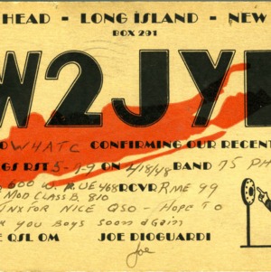 QSL Card from W2JYD, Glen Head, N.Y., to W4ATC, NC State Student Amateur Radio