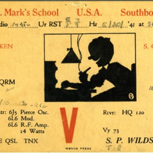 QSL Card from W4GVD-1, Southboro, Mass., to W4ATC, NC State Student Amateur Radio