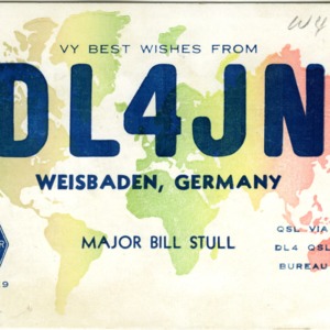 QSL Card from DL4JN, Weisbaden, Germany, to W4ATC, NC State Student Amateur Radio