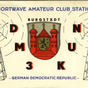 QSL Card from DM3KUN, Burgstadt, Germany, to W4ATC, NC State Student Amateur Radio