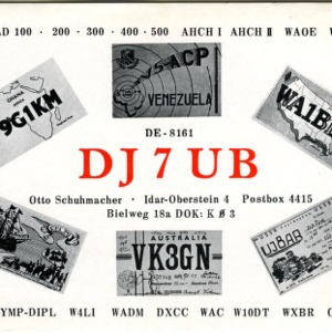 QSL Card from DJ7UB, Idar Oberstein, Germany, to W4ATC, NC State Student Amateur Radio