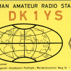 QSL Card from DK1YS, Weg, Germany, to W4ATC, NC State Student Amateur Radio