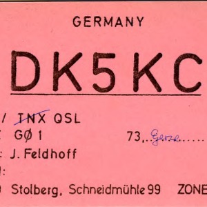 QSL Card from DK5KC, Stolberg, Germany, to W4ATC, NC State Student Amateur Radio