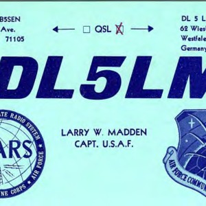 QSL Card from DL5LM, Wiesbaden, Germany, to W4ATC, NC State Student Amateur Radio