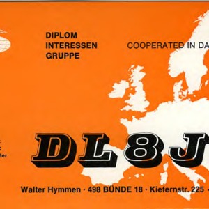 QSL Card from DL8JS, Bunde, Germany, to W4ATC, NC State Student Amateur Radio