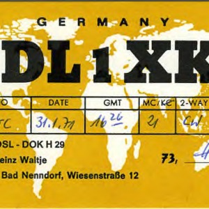 QSL Card from DL1XK, Bad Nenndorf, Germany, to W4ATC, NC State Student Amateur Radio