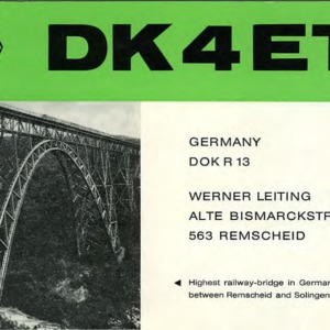 QSL Card from DK4ET, Remscheid, Germany, to W4ATC, NC State Student Amateur Radio