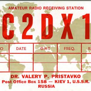 QSL Card from UC2DX1A, Kiev, USSR, to W4ATC, NC State Student Amateur Radio