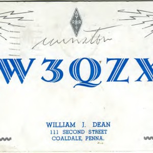 QSL Card from W3QZX, Coaldale, Pa., to W4ATC, NC State Student Amateur Radio