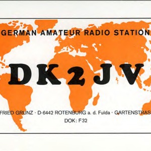 QSL Card from DK2JV, Rotenburg, Germany, to W4ATC, NC State Student Amateur Radio